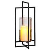 Deko Laterne groß für draußen - Modernes Windlicht aus Metall für Outdoor und Indoor, 35x16,5x16,5cm, schw