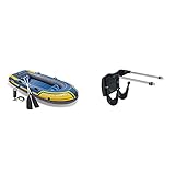 Intex Challenger 3 Set Schlauchboot - 295 x 137 x 43 cm - 3-teilig - Blau / Gelb & Motor Mount Kit - Außenbordmotorbefestigung - Bis zu 3,0 PS M