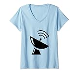 Damen Satellitenschüssel TV Radio Übertragung T-Shirt mit V