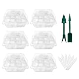 Lomelomme Mini Zimmergewächshaus Anzuchtkasten, Klein Anzuchtschalen Setzling Starter Tabletts mit Gartengeräte Klein und Pflanzenetikett, 12 Löchern, Ideal für Sämling Pflanze Aufzucht (Plant A)