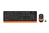 A4 TECH FG1010 2.4G Q Türkisch FN-Multimedia Tastatur + Optisch 2000DPI Maus Schwarz/Orange Wireless S