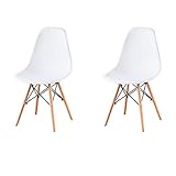 BenyLed 2er Set Modernen Kunststoff-Esszimmerstühlen im Retro-Design, für Esszimmer, Küche, Büro, Restaurant, etc. (Weiß)