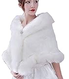 Demarkt Winter Damen Brautzusatz Kunstpelz Hochzeit Lange Braut Schal Brautschal Cape Brautjacke Stola-S