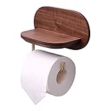 ZZL Taschentuchspender Toilettenpapierhalter Bad Gewebe Halter Holz Wandhalterung Selbstkleber oder Bohrer Toilettenpapier Rollenhalter Badaccessoires (Color : Brown A)