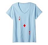 Damen Spielkarte Kartenspiel Karo As Poker Verkleidung Fun Kostüm T-Shirt mit V