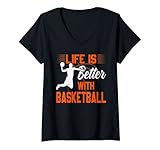 Damen Basketballtrainer Lustiges Basketballleben ist besser mit Bball T-Shirt mit V