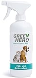 Green Hero Floh und Zeckenspray für Hunde und Katzen Flohspray Flohmittel Zeckenschutz Anti-Zecken Mittel - gegen Flöhe, Zecken, Haarlinge, Läusen und Milben 500