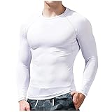 Yiartion Herren Langarmshirt Tight Stretch Sweatshirt Outdoor Sport Fitness Langärmeliges Funktionsshirt Freizeithemd Alltag ArbeitsHemd Heim Longsleeve Tops für Trainings Jogging L