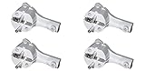 4 Stück SAT-FOX Schutzkontakt-Winkelstecker, extraflach aus Kunststoff (8mm Höhe), mit Klappgriff und Knickschutz, 250V (16A), für Kabel bis 3x1,5 mm², IP20, w