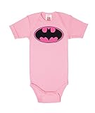 Logoshirt DC Comics - Batman Logo PINK Batman Baby-Body Kurzarm Mädchen - Baby Strampler - pink - Lizenziertes Originaldesign, Größe 50-56