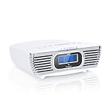 auna Dreamee DAB+ Radiowecker mit CD-Player - Retro-Radio, Digital-Radio, Schlummerfunktion, DAB+/UKW, CD-R/RW/MP3, AUX, Dual-Alarm, Timer, weiß