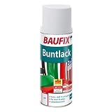 BAUFIX Buntlack Spray weiß, 400ml, glänzend, Buntlack Sprühdose für außen und innen, kratzfest, stoßfest, schlagfest, schnelltrock
