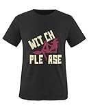 Comedy Shirts - Witch Please - Mädchen T-Shirt - Schwarz/Beige-Fuchsia Gr. 86/92