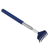 olyee Rückenkratzer aus Edelstahl, Hochwertiger Kratzer mit ausziehbarem Stab ausziehbar bis 68cm zum Kratzen am Kopf und Rücken Körper Massage Werkzeug(Blau)