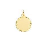 9k Gold-Anhänger 14mm Scheibe. glatten Metallzaun geschnitzt Detail - Anpassbare - AUFNAHME IN PREIS ENTHALTEN
