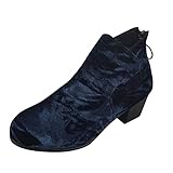 Geilisungren Damen Plateau Schuhe Mit Absatz Klobige Stiefel Mit Schnalle Ankle Boots High Heels Stiefeletten mit Blockabsatz Damenstiefel Reißverschluss Zipper Winterschuhe Frauen Herbst Combat B