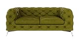 Sofa Chesterfield Royal 2-Sitzer, Couchgarnitur 2-er, Sofagarnitur, Couch mit Chrom Fusse Polstersofa Glamour Desig