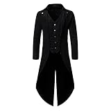 Herren Steampunk Viktorianische Jacke Gothic Frack, Vintage Renaissance Piraten Gehrock Uniform Halloween KostüM, Ein Smoking Geeignet FüR Und AuffüHrungen (XL,Schwarz)