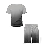 Finerun Herren 2 Stück Sweat Suits T-Shirts und Shorts Laufen Jogging Athletic Sports Trainingsanzug S