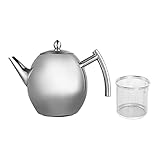 Teekanne Edelstahl, Teapot Mit Filter Aus Poliertem, Wasser Kochen Café Tee Kanne Für Zuhause, Hotel, Restaurant ( Edelstahl )