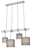 Reality Leuchten Pendelleuchte Padme R30364007, Metall Nickel Matt, Stoffschirm Grau, exkl. 1x E27