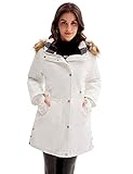 GRACE KARIN Damen Verdickt Winterjacke Hooded Parka Faux Fur Parka Zipper Winter Elegant Mantel mit Taschen L weiß CL0510A21-04