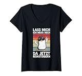 Damen Lass Mich Ich Muss Mich Da Jetzt Reinsteigern Spruch Pinguin T-Shirt mit V