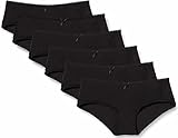 Falechay-Unterhosen-Damen-Baumwolle-Unterwäsche 6er Pack Slips Hipsters Spitze Panties Schwarz M