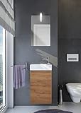 badselekt Badezimmermöbel-Set 3-teilig Gästebad-Set mit Unterschrank, Waschbecken kleinem Spiegel mit LED Beleuchtung ideal für kleine und schmale Toilette mit Waschp
