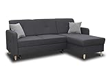 Ecksofa Oslo mit Schlaffunktion und Bettkasten - Scandinavian Design Couch, Sofagarnitur, Couchgarnitur, Polsterecke, Holzfüße (Graphit (Inari 94 + Inari 91), Ecksofa Rechts)