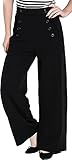 Hell Bunny Damen Hose Carlie High Waist Marlene Swing Pants Schwarz XXL