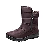 JLGY Winterschuhe Dame Gefüttert, Schneestiefel Frauen Ankle Boots Winterstiefel Warme Schuhe Baumwollstiefel Damen-Boots Halbhohe Lange Stiefel Wasserdicht Schlup