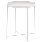 Unbekannt Ikea Beistelltisch Gladom Metall-Tisch mit Abnehmbaren Tablett - weiß - 52,5cm Hoch - 44,5cm D