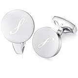 HONEY BEAR Briefe Initialen Buchstabe manschettenknöpfe Herren Edelstahl Hochzeit Cufflinks Manschettenknopf Gebürstetes Silber (S)