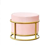 ZHONGTAI Ottomane Flanell Sofa Fußhocker Höhe Verstellbarer Make-up-Hocker Runder gepolsterter Hocker mit rundem Metallrahmen Modernes Design Sitzhocker (Color : Pink)