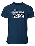 clothinx Sonntag Abend Ermittler | Passend zum Sonntagabend Krimi schauen und EIN tolle Geschenkidee für alle Hobby Ermittler Herren T-Shirt Navy Gr. XXL