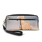 Federmäppchen klein tragbar,Palomino Horse In Sand Desert With Long Blond Male Hair And Tail Power Wild Animal Theme Picture,Federmäppchen mit großem Fassungsvermögen für Schule und Bü