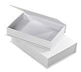 folia 3313 - Pappschachteln 'Klappdeckel-Boxen' 2 Stück in 2 verschiedenen Größen, in weiß, ideal zum Bekleben, Bemalen und V