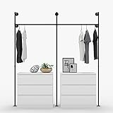 pamo Kleiderstange Industrial Loft Design - Kim II - Garderobe für begehbaren Kleiderschrank Wand I Schlafzimmer Kleiderständer aus schwarzen stabilen Rohren zur Wandmontage I Wasserrohren (2-Fach)
