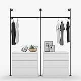 pamo Kleiderstange Industrial Loft Design - Kim II - Garderobe für begehbaren Kleiderschrank Wand I Schlafzimmer Kleiderständer aus schwarzen stabilen Rohren zur Wandmontage I Wasserrohren (2-Fach)