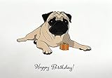 Mops Glückwunschkarte Happy Birthday