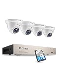 ZOSI Outdoor 1080P Überwachungskamera Set 8CH H.265+ DVR mit 4 1080P Außen Weiß Dome Kamera CCTV System für Innen und Außen, 1TB Festplatte, 24M IR N