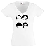 World-of-Shirt Damen T-Shirt Big Bang Theory Fab Four|weiß-M