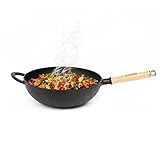 StarWok Wokpfanne Gusseisen Induktion [31cm] für Herd und Grill, Wok