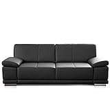 CAVADORE 3-Sitzer Sofa Corianne / Echtledercouch im modernen Design / Mit Armteilverstellung / 217 x 80 x 99 / Echtleder schw