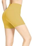 QUEENIEKE Damen Yoga Shorts 4.5' Schrittnaht Hohe Taille Bauchkontrolle Train Running Shorts(Zitronen Gelb, L)