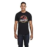 Jurassic Park Herren Distressed Logo T-Shirt, Schwarz (Schwarz Schwarz), L