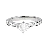 Damen-Ring 950 Platin 0,40 Karat Diamant mit 0,15 Karat Akzenten, 4 mm Kop