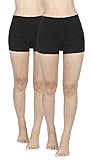 2er Pack Damen Kurze Sporthose Sportshorts Fitness Yoga Shorts Leggins Tights Hotpants schwarz Unterziehhose Unter Kleid Rock aus Baumwolle S