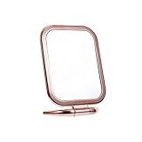 Dabeigouz Kleiner Spiegel Tragbarer Desktop-Handspiegel, Tabletop-Lupe-Spiegel-Falten-Eitelkeitspiegel, doppelseitiger Make-up-Spiegel (Color : Rose Gold)